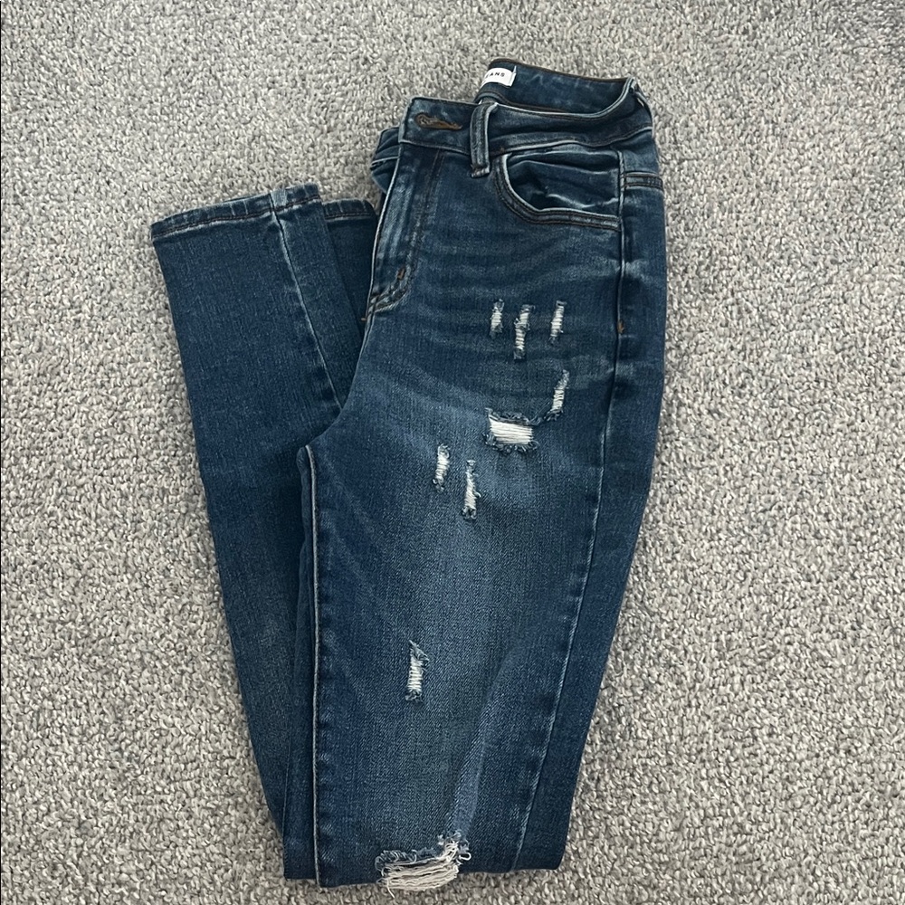 Encore Jeans Dark Blue Distressed Skinny Jeans